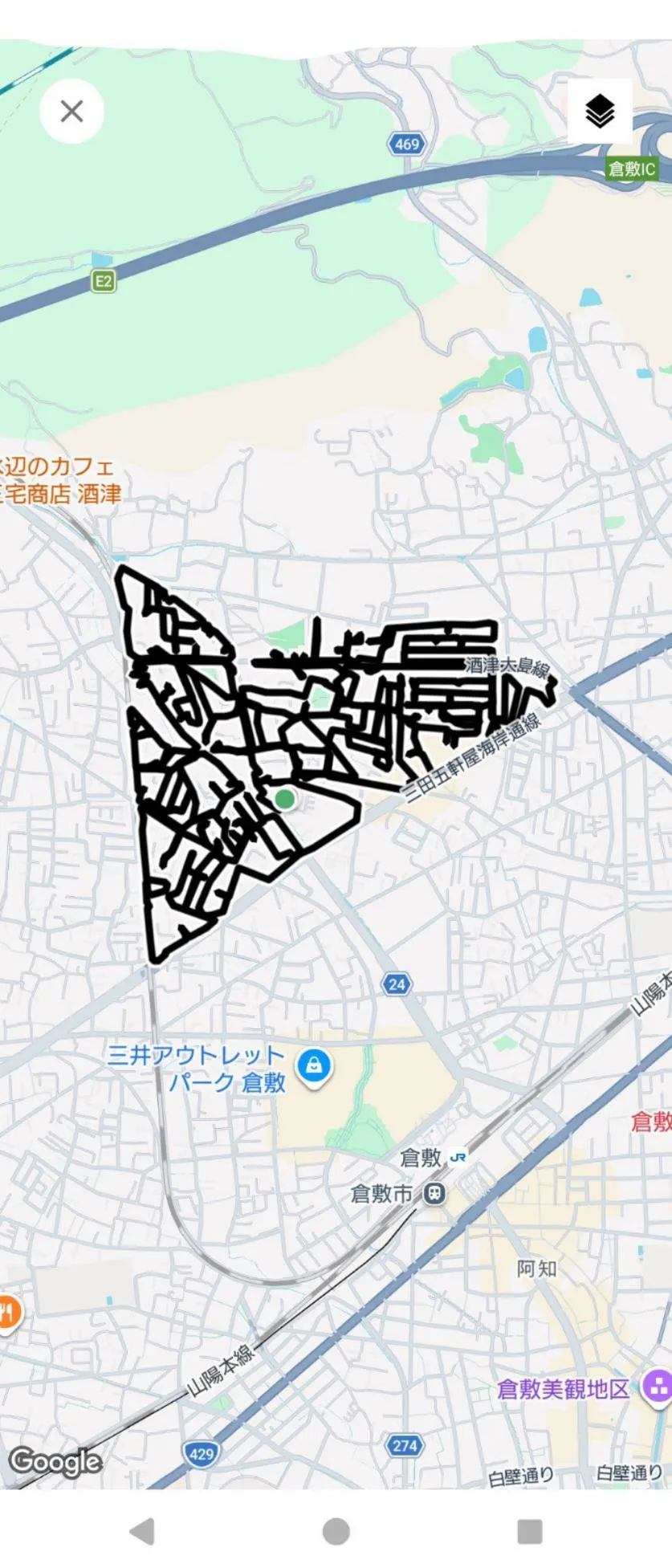 GPSで配布ルートを記録している様子